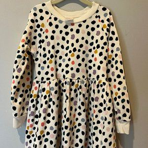 NEVER WORN - Hanna Andersson Long Sleeve Knit Dress in French Terry Rainbow dots